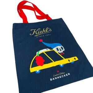 Kiehl's Limited Edition Bannecker Tote Bag Small Navy Blue Gold